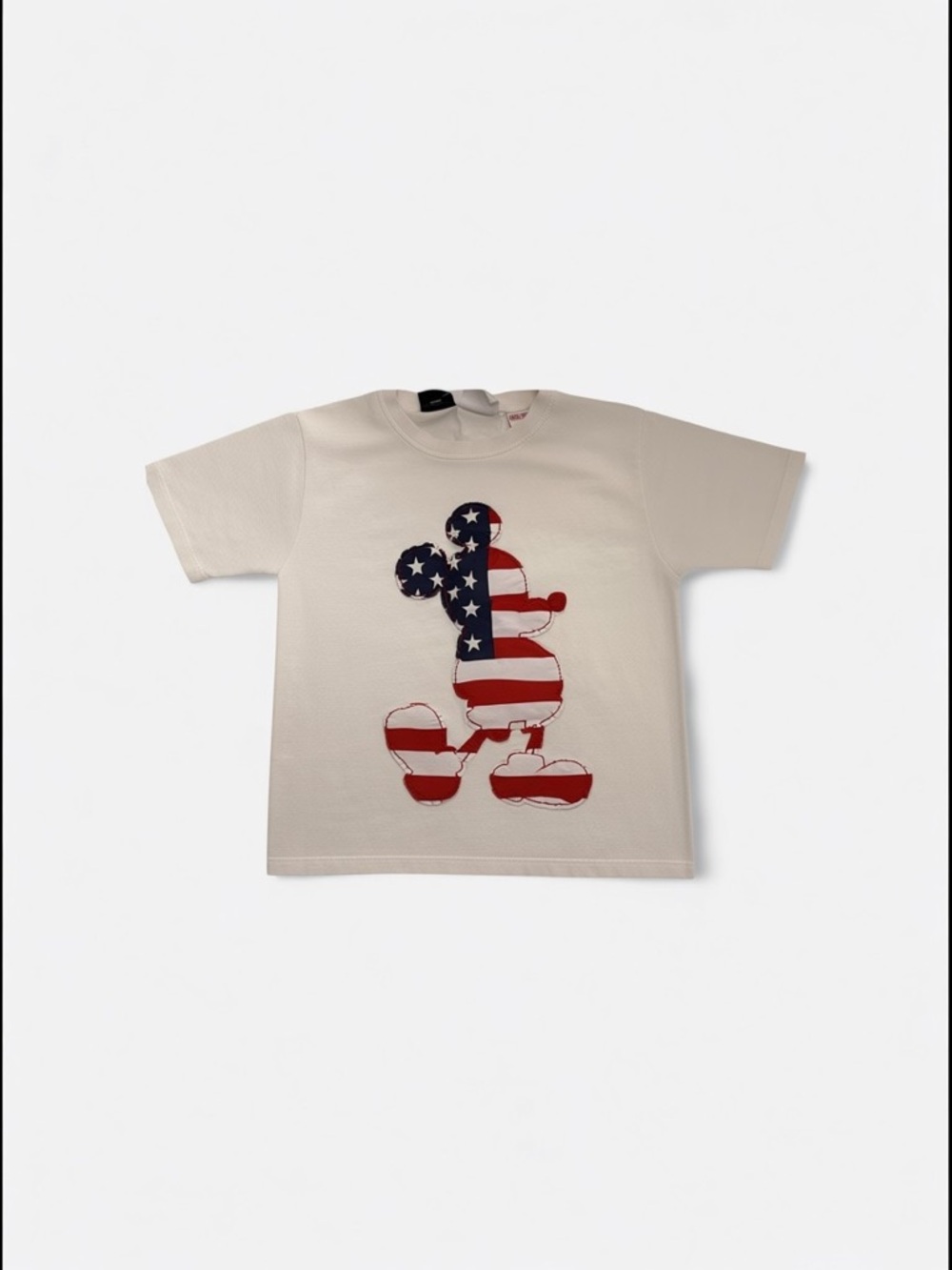 Zara Cream Tee with Stars & Stripes Mickey Graphic
